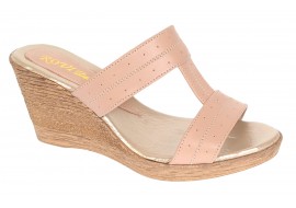 Papuci dama din piele naturala cu platforme de 7cm Nude PAP300NUD